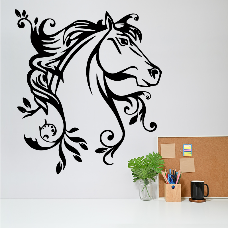 Autocollant Cheval Fleur Zonestickers