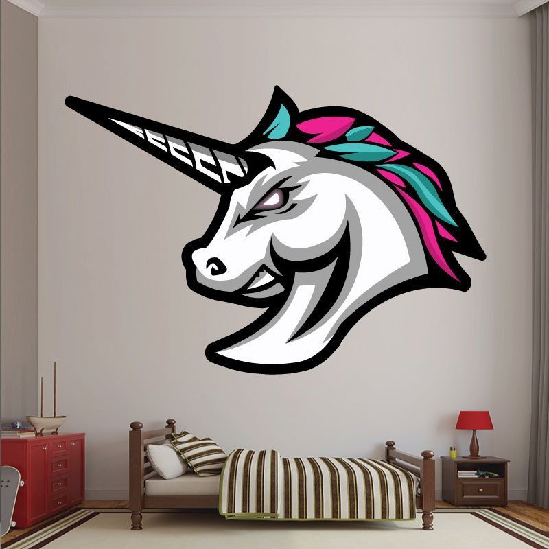 Sticker Mural Licorne Angry Autocollant Intérieur Licorne Angry