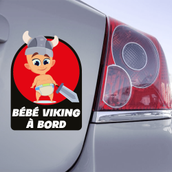 Autocollant bébé viking à bord rouge
