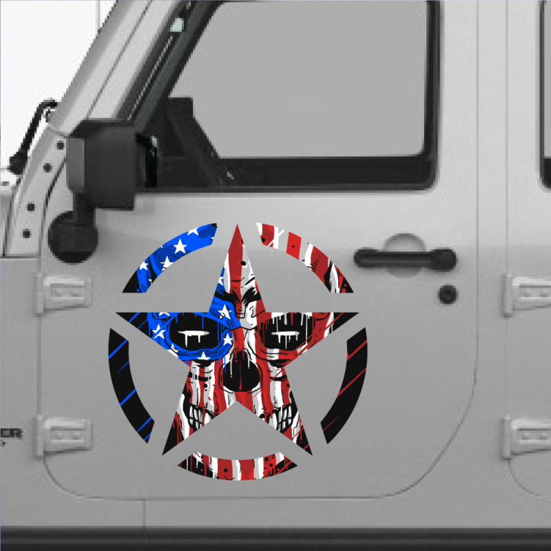 Lot de 2 Autocollants étoile US Army Skull USA