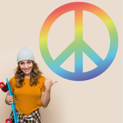 Sticker peace and love coloré