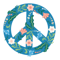 Autocollant peace and love floral