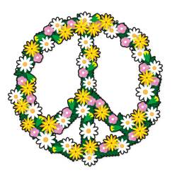 Autocollant peace & love fleur