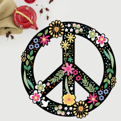 Sticker peace and love pacifiste