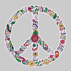 Autocollant peace and love symbole