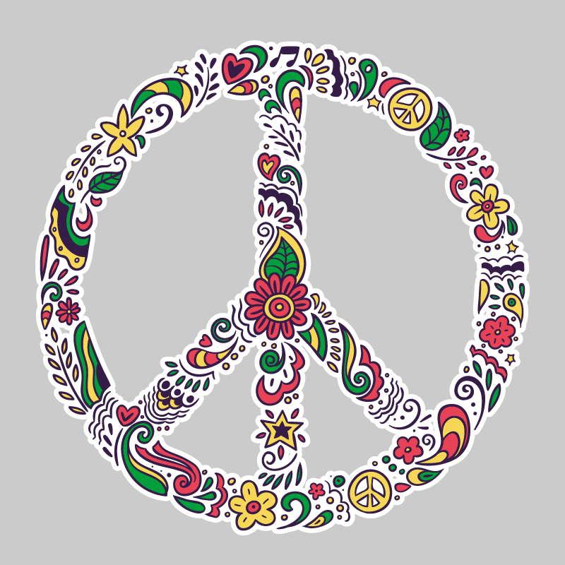 Autocollant Peace And Love Symbole Zone Stickers
