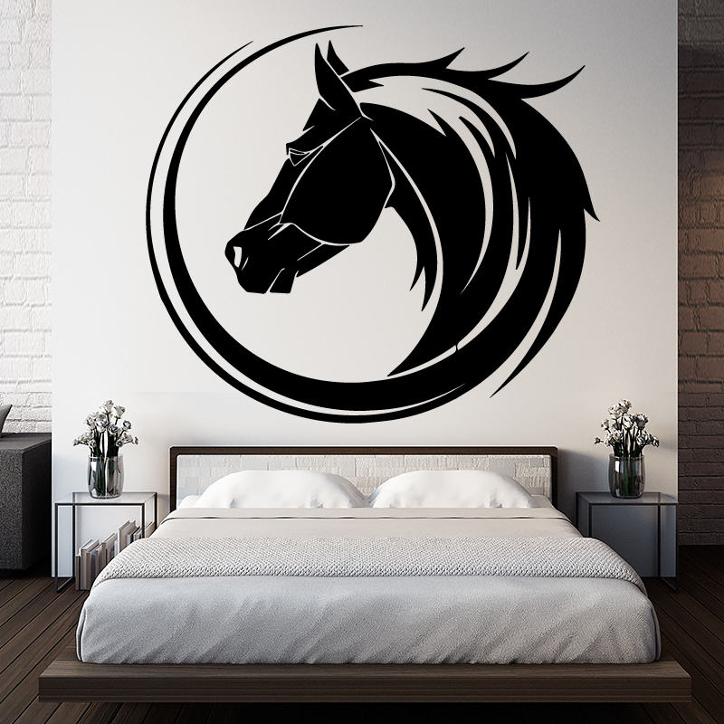 Autocollant Mural Logo Tête de cheval noir
