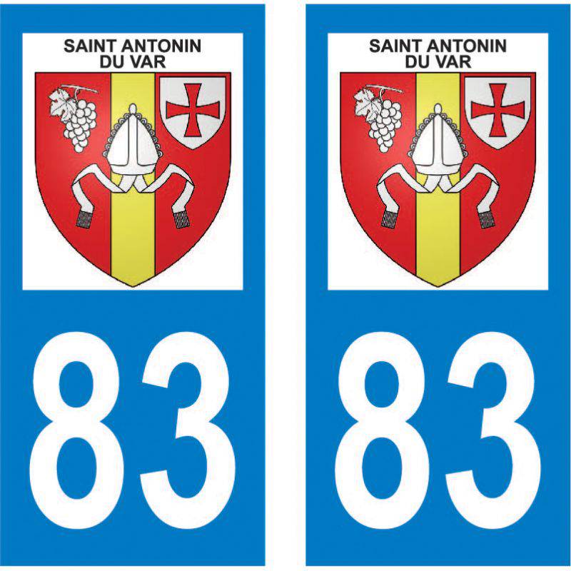 Sticker plaque immatriculation département SaintAntoninduVar 83510