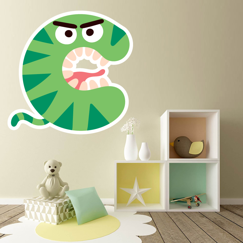 Autocollant Lettre C Alphabet Enfant Monstre