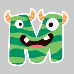 Sticker Lettre M Alphabet Enfant Monstre