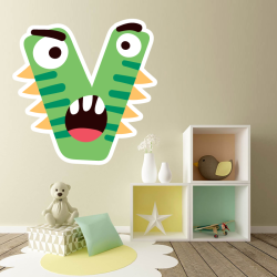 Autocollant Lettre V Alphabet Enfant Monstre