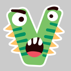 Sticker Lettre V Alphabet Enfant Monstre