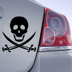 Autocollant Logo Pirate hacker Noir