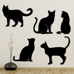 Sticker Silhouette de chat Noir