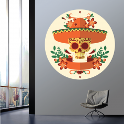 Sticker Mural Tête de mort Sugar Skull Mexicaine - 1