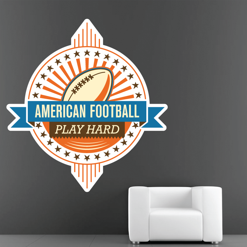 Sticker Mural Football Americain Play Hard - 1