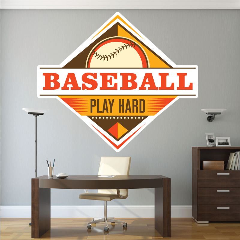 Sticker Mural Baseball Play Hard - 1