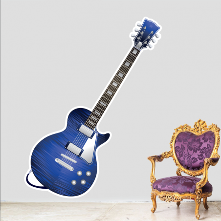 Sticker Déco Rock – Guitare – 20,5 X 15 Cm – Autocollant Mural