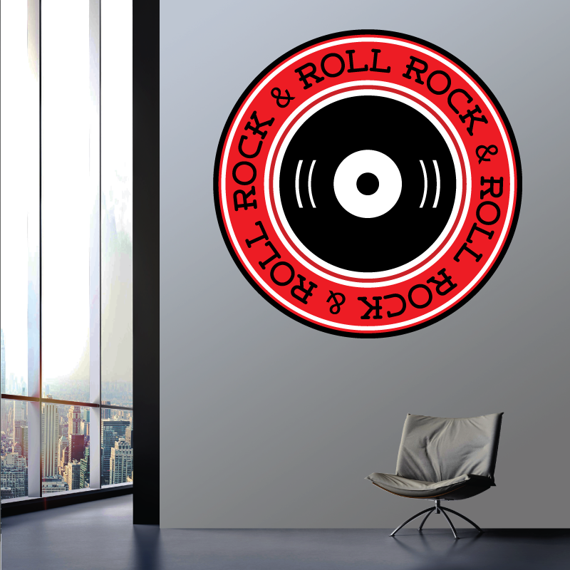 Sticker Mural Disque Vinyle Rock & Roll - 1