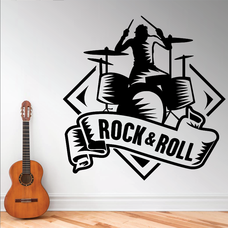 Sticker Mural Rock & Roll Batteur - 1