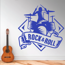 Sticker Mural Rock & Roll Batteur