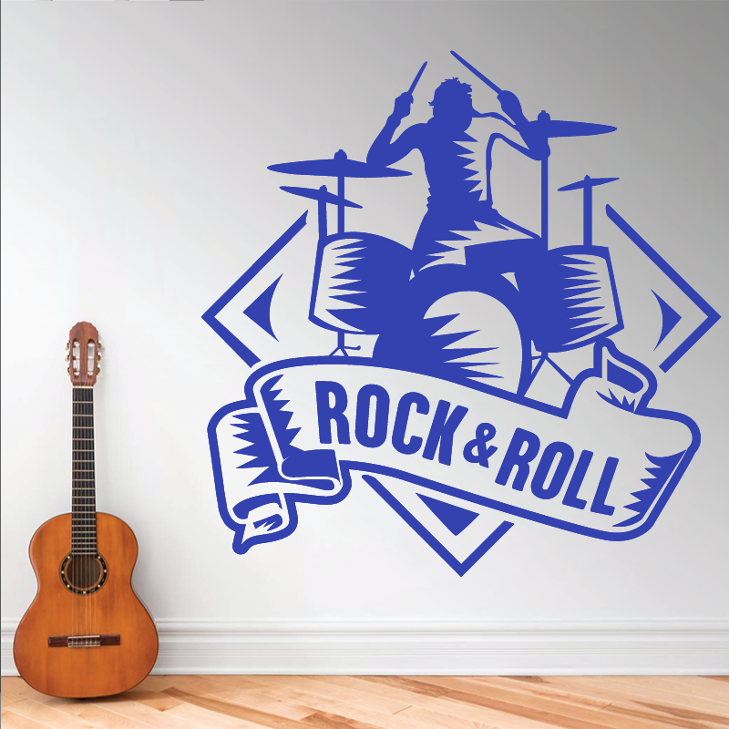 Sticker Mural Rock & Roll Batteur ZoneStickers