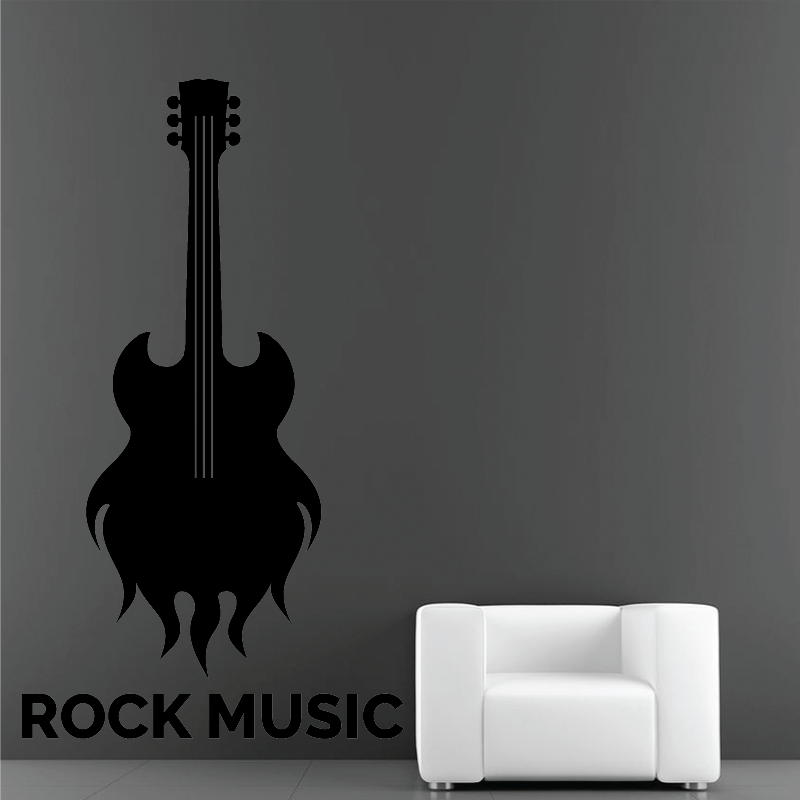 Sticker Mural Guitare Rock Music - 1