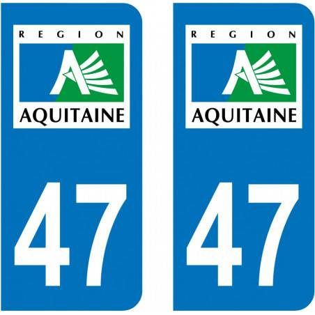 Autocollants Plaque Immatriculation Département 47 Lot-et-Garonne - Lot De 2 Stickers Région Aquitaine - 45x100 Mm - 8