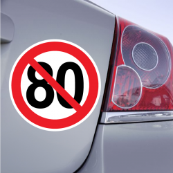 Autocollant interdit 80 Km/h Stop 80 km/h
