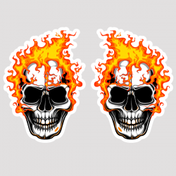 Lot De 2 Stickers Skull Fire - 2