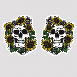 Lot De 2 Stickers Moto Sunflower Skull - 2