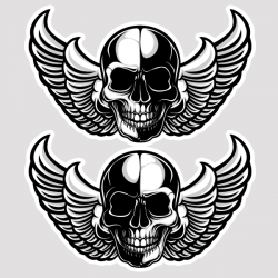 Lot De 2 Stickers Moto Skull Wing - 2