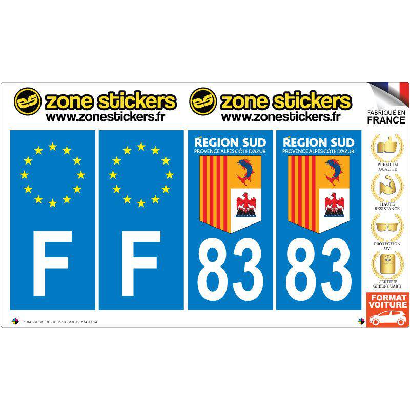 stickers autocollants plaques immatriculation auto Département Var 83 