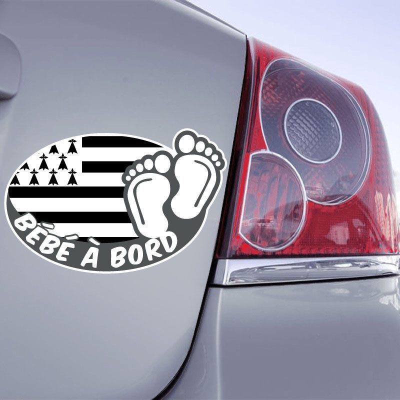 Autocollant "Bébé à Bord" Style Breton - 10x10 Cm - Sticker Déco Intérieur Et Extérieur