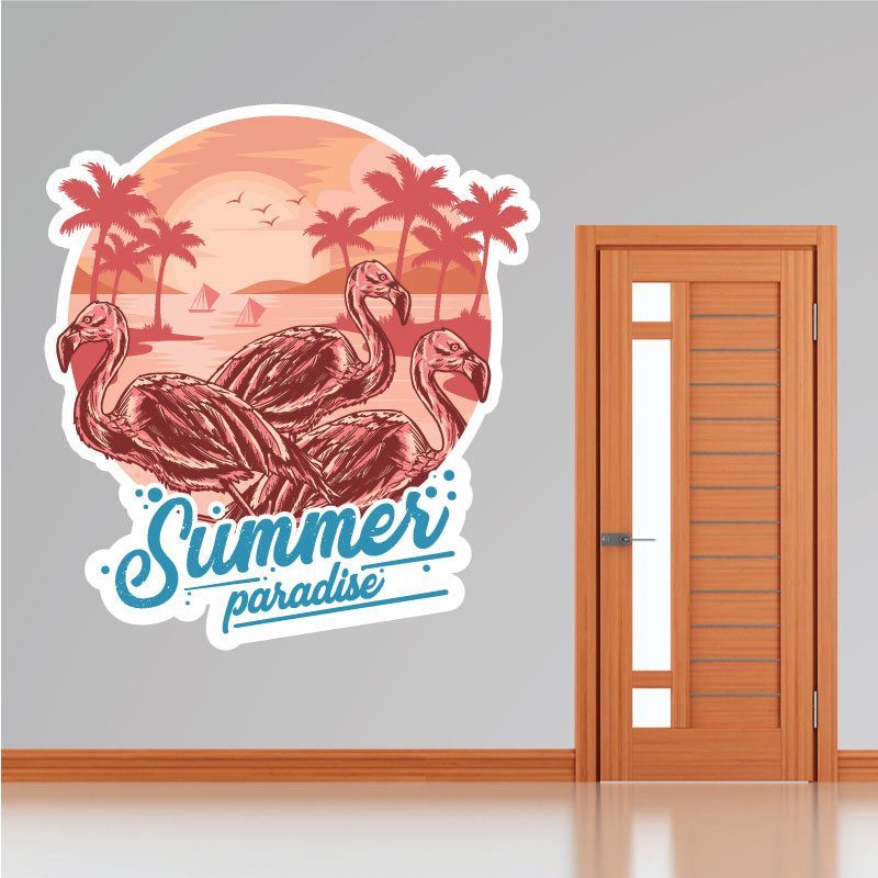Sticker Flamant Rose Summer Paradise Deco intérieur - 1