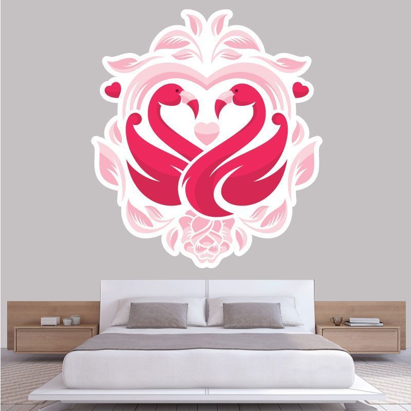 Sticker Love Flamant Rose Deco intérieur - 1
