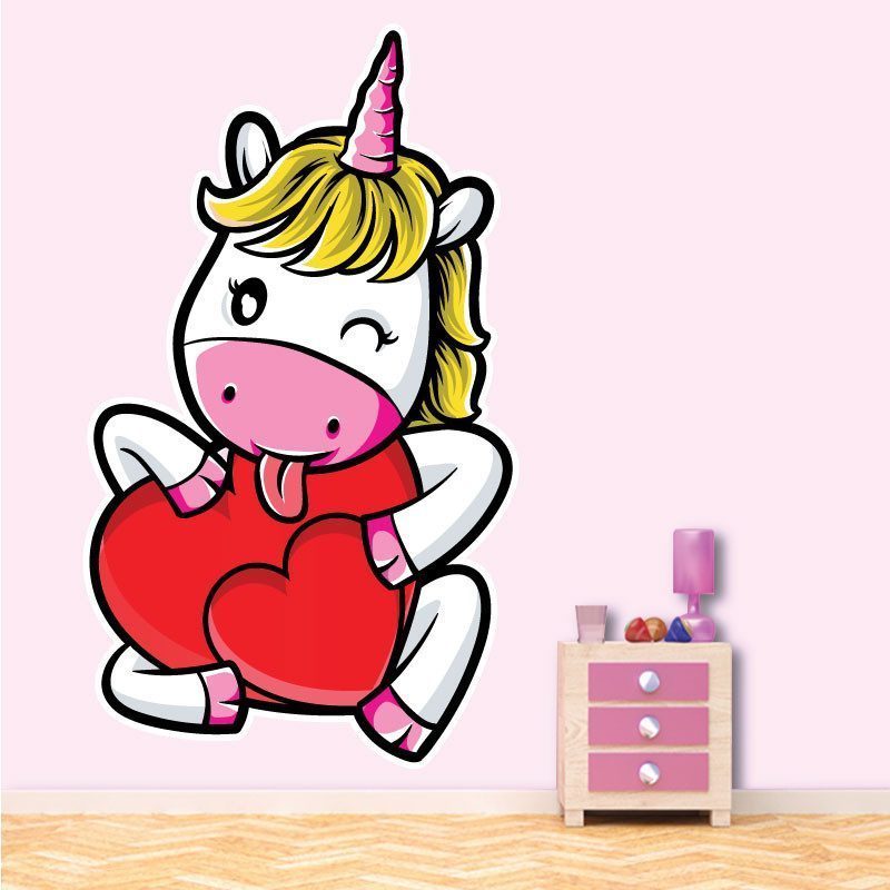 Sticker Licorne Cœur Deco intérieur - 1