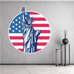Sticker statue de la liberté drapeau américain Deco intérieur - 1