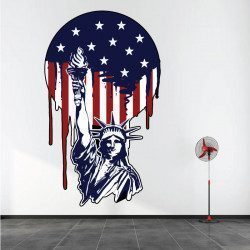 Sticker statue de la liberté drapeau USA Deco intérieur - 1
