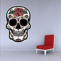 Sticker Tête de mort Calavera rose skull Deco intérieur - 1