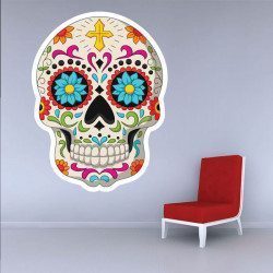 Sticker Tête De Mort Sugar Skull Calavera Deco intérieur - 1