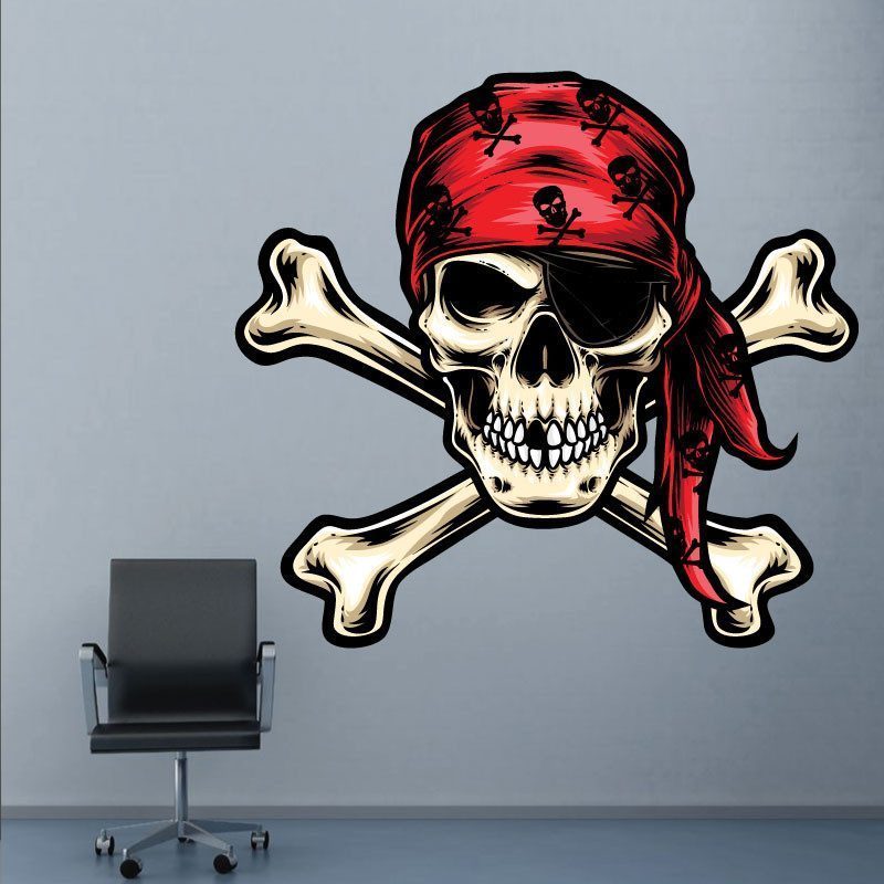 Sticker Tête de mort Pirate Deco intérieur - 1