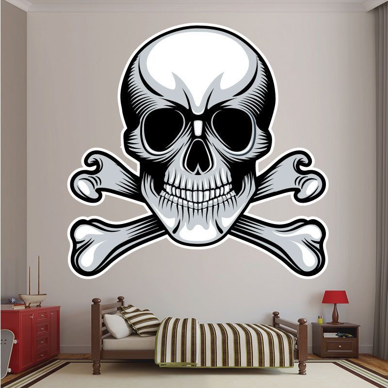 Sticker Mural Tête De Mort - Autocollant Intérieur Tête De Mort