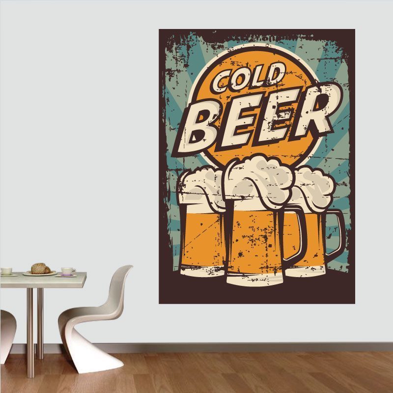 Sticker Mural Panneau Beer Retro vintage - Autocollant Beer Retro