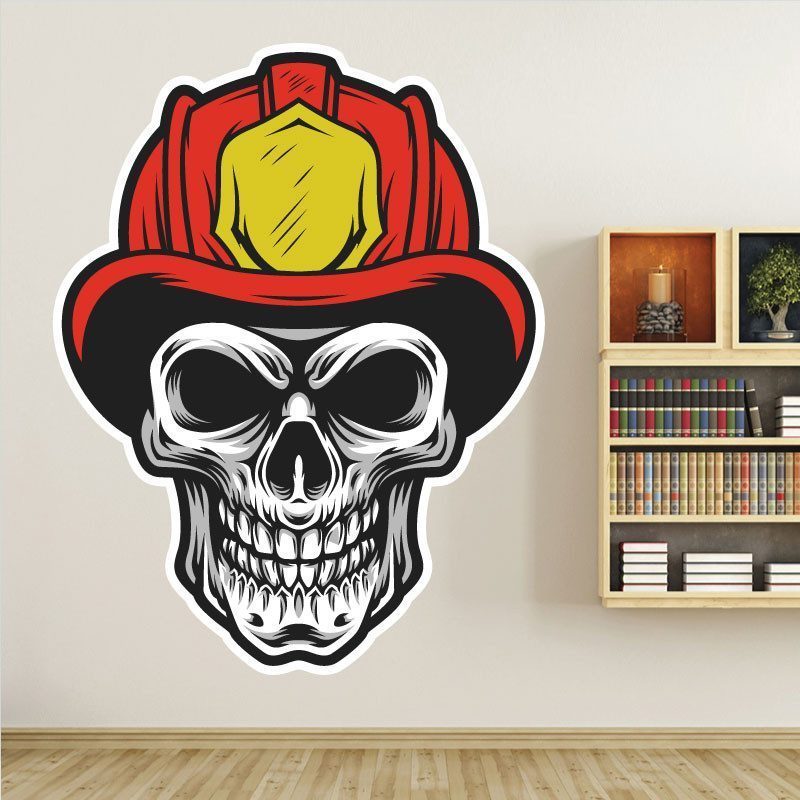 Sticker Mural Tête de mort pompier - Autocollant Intérieur Tête de mort  pompier