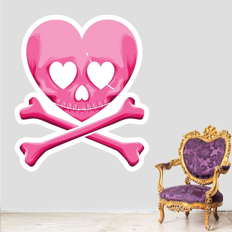 Sticker Cœur Skull Girl Deco intérieur - 1