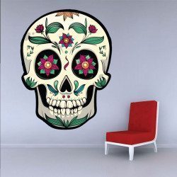 Sticker Calavera Skull Fleur Deco intérieur - 1