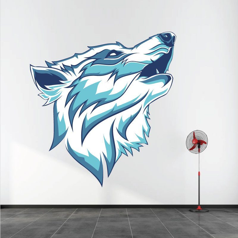 Sticker Mural Loup Blanc - Autocollant Intérieur Loup Blanc