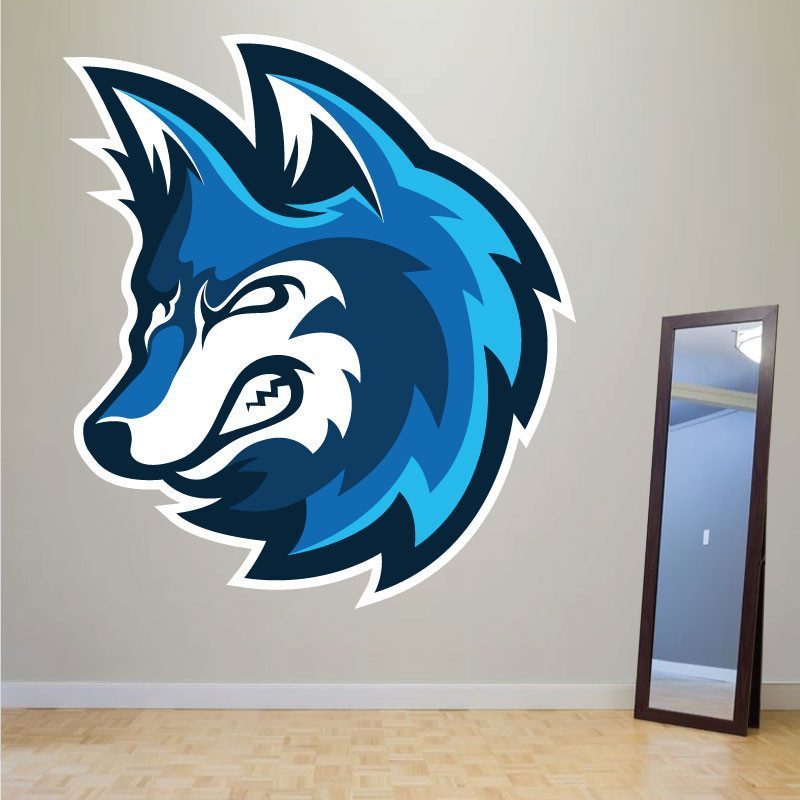 Sticker Loup Bleu Deco intérieur - 1