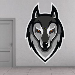 Sticker Loup Gris Deco intérieur - 1